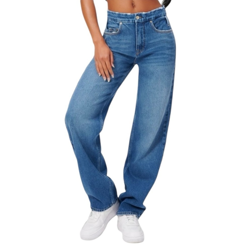 Good American - Good ‘90s Relaxed Jeans Blue Rigid Denim Sz 8